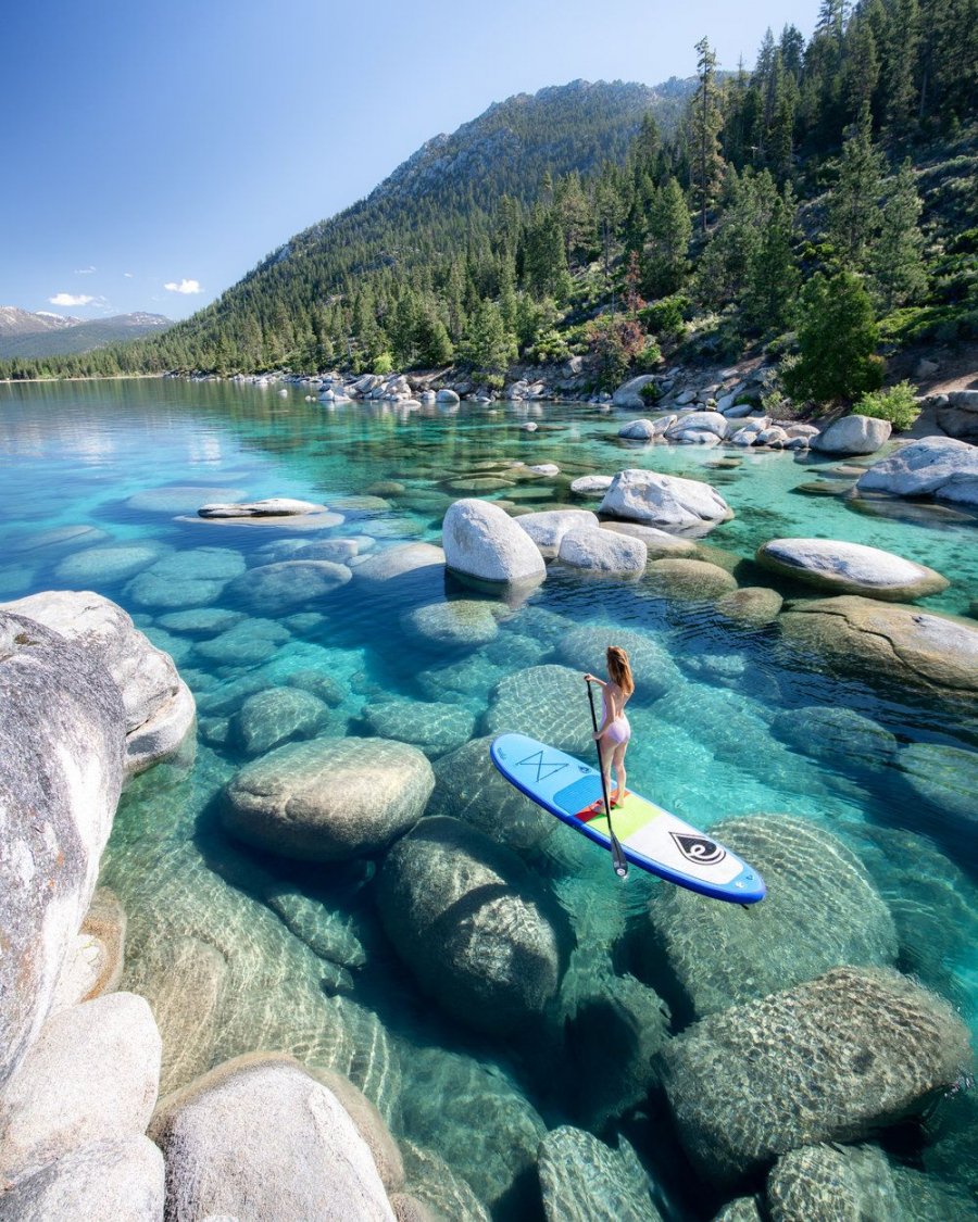 Hoạt động du lịch hồ Tahoe, kayak và câu cá