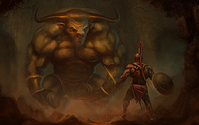Theseus chiến đấu với Minotaur
