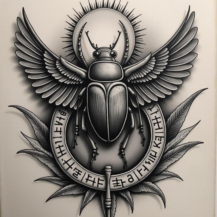 Bọ hung (Scarab): Biểu tượng thiêng liêng của sự sống và mặt trời 7 Hình xăm bọ hung Ai Cập cổ đại