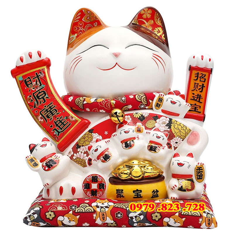 Maneki-neko phong thủy nhiều màu sắc