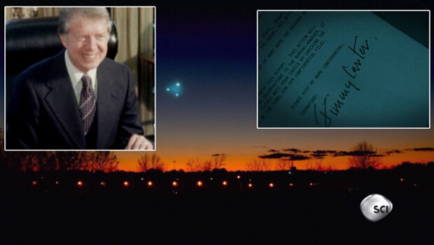 Minh họa hiện tượng UFO trên bầu trời liên quan đến câu chuyện Jimmy Carter và báo cáo UFO chính thức