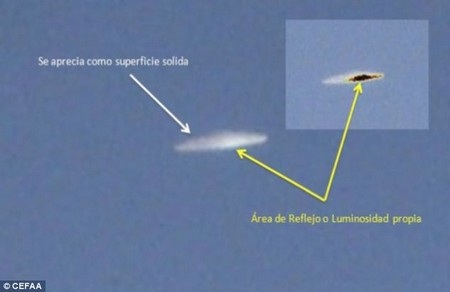 Hình ảnh minh họa UFO Chile 2014 do CEFAA công bố