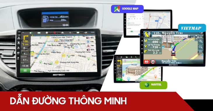Màn hình dẫn đường thông minh tích hợp bản đồ HD Map và công nghệ định vị tiên tiến
