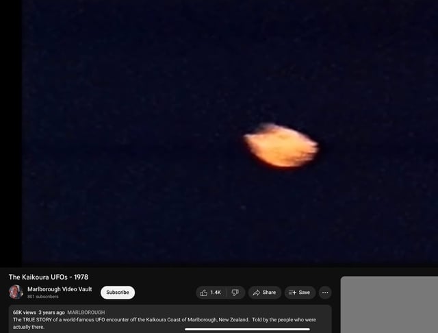 Hình ảnh tư liệu video UFO Kaikoura 1978 ghi lại ánh sáng lạ trên bầu trời New Zealand từ góc nhìn máy bay