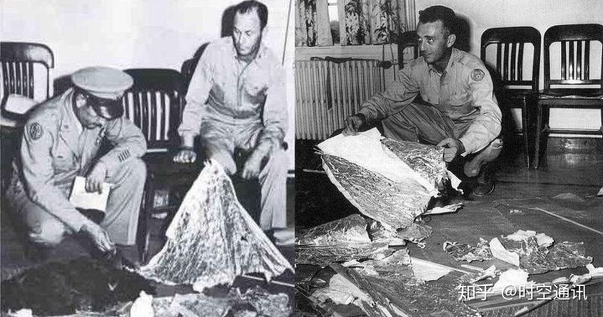 Hình minh họa các mảnh vỡ liên quan đến sự kiện Roswell năm 1947 và tranh cãi về nguồn gốc vật thể