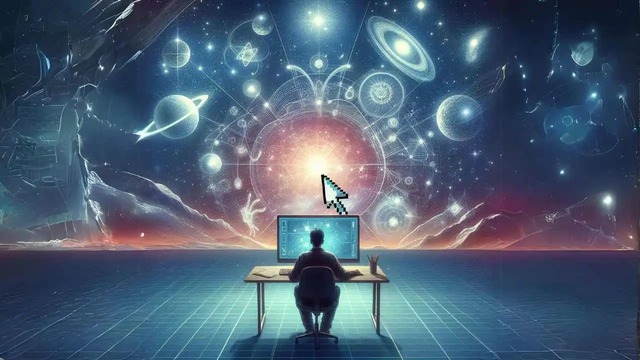 Minh họa khái niệm glitch in the matrix và thực tại mô phỏng liên quan đến Simulation hypothesis